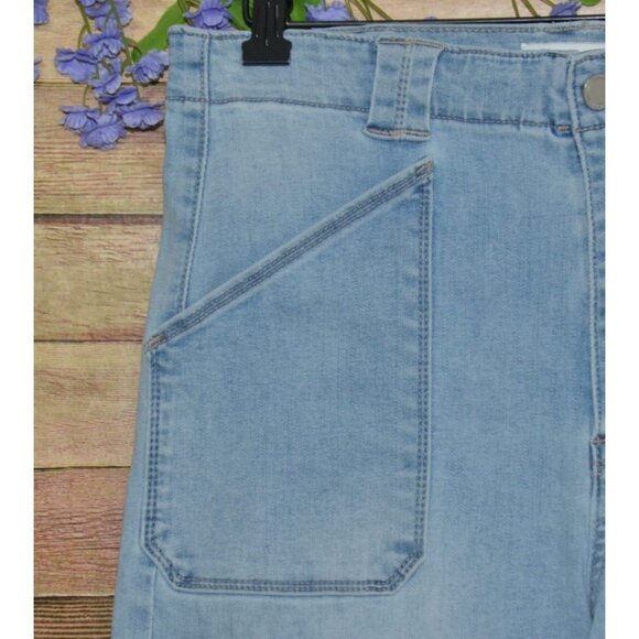 JBD Just Black Denim Ladies 30 Patch Pocket Light Wash Wide Leg Jeans High Rise - Picture 3 of 11